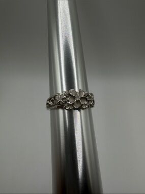 Sterling Silver 925 floral Band Ring size 10